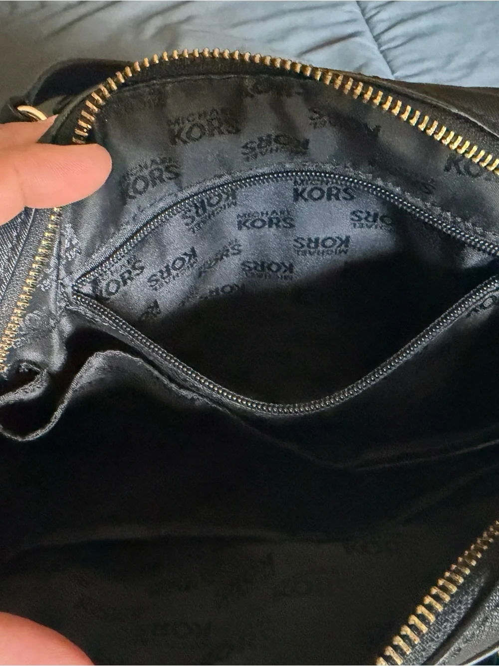 Michael Kors Black Leather Satchel with Gold Hardware